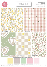 Lot de 5 paquets de 5 carrés de tissu Spring Hare 100 % coton, 45 x 55 cm de large, idéal pour l'artisanat, la couture, le quilting et les loisirs créatifs pour enfants.